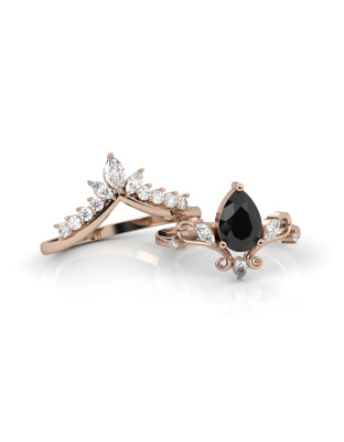 Black Onyx Stacking Ring Set